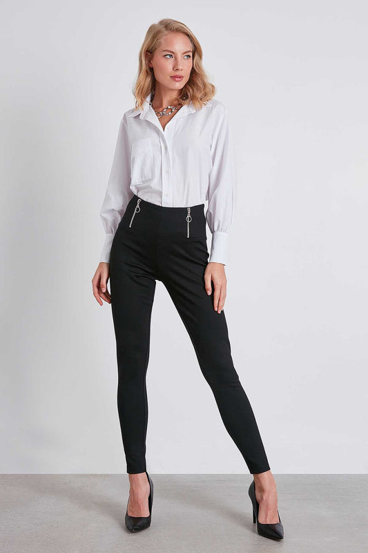 WAIST ZIP DETAILED HIGH WAIST TIGHTS