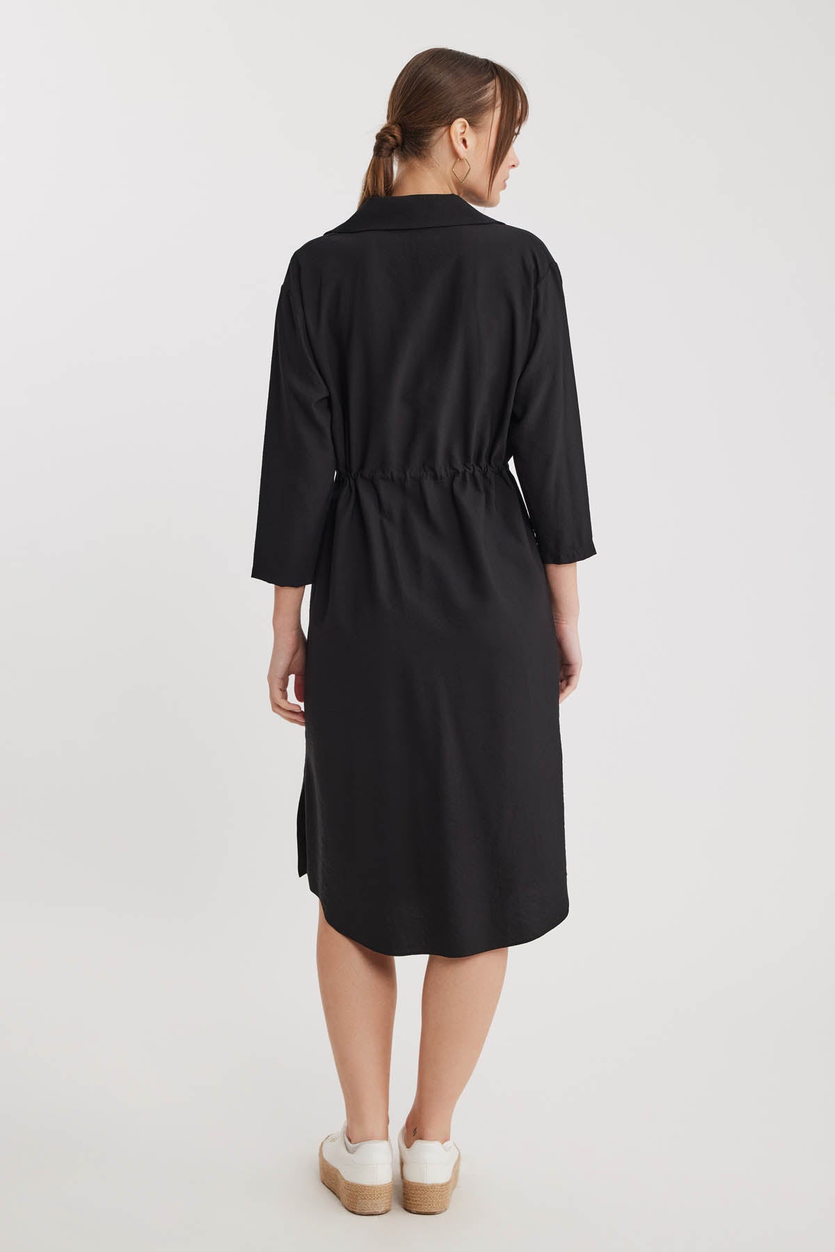 DRESS WITH BELT-BENT CRINKLE BUTTON