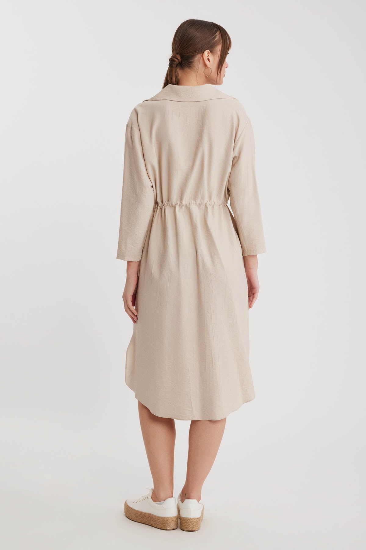 DRESS WITH BELT-BENT CRINKLE BUTTON