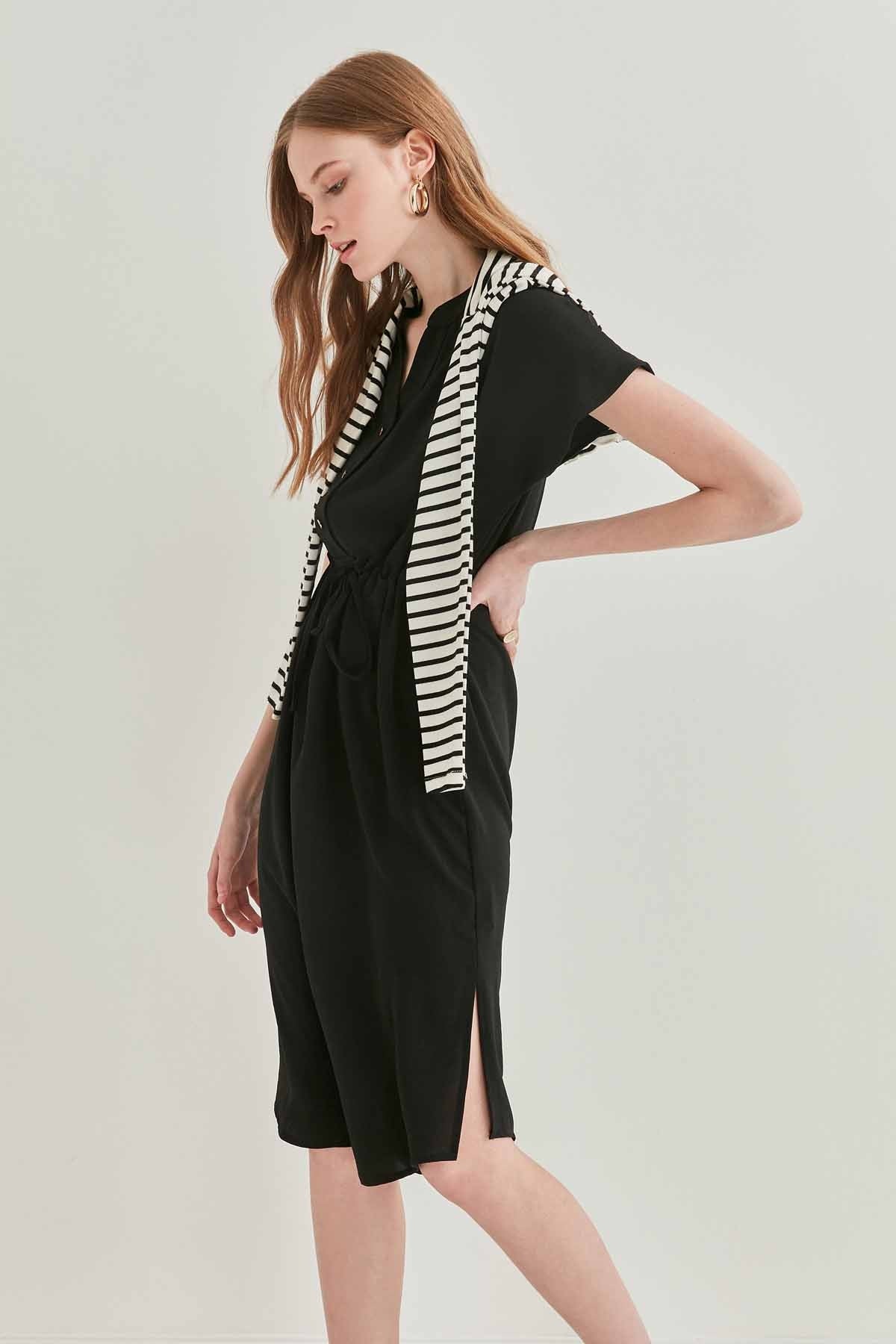 WAIST DRAWSTRING SHORT SLEEVE COMFORTABLE DRESS