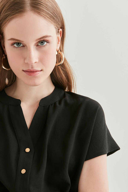 WAIST DRAWSTRING SHORT SLEEVE COMFORTABLE DRESS