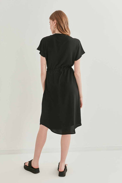 WAIST DRAWSTRING SHORT SLEEVE COMFORTABLE DRESS