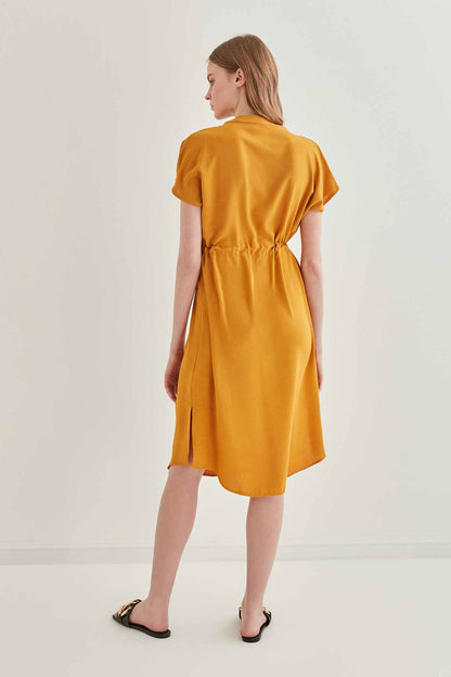 WAIST DRAWSTRING SHORT SLEEVE COMFORTABLE DRESS