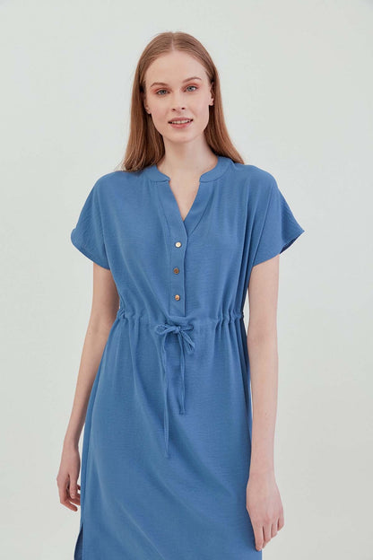 WAIST DRAWSTRING SHORT SLEEVE COMFORTABLE DRESS