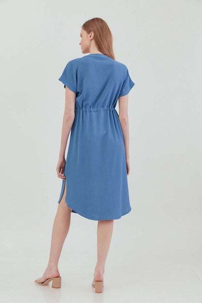 WAIST DRAWSTRING SHORT SLEEVE COMFORTABLE DRESS