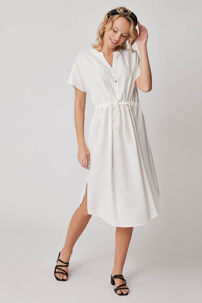 WAIST DRAWSTRING SHORT SLEEVE COMFORTABLE DRESS