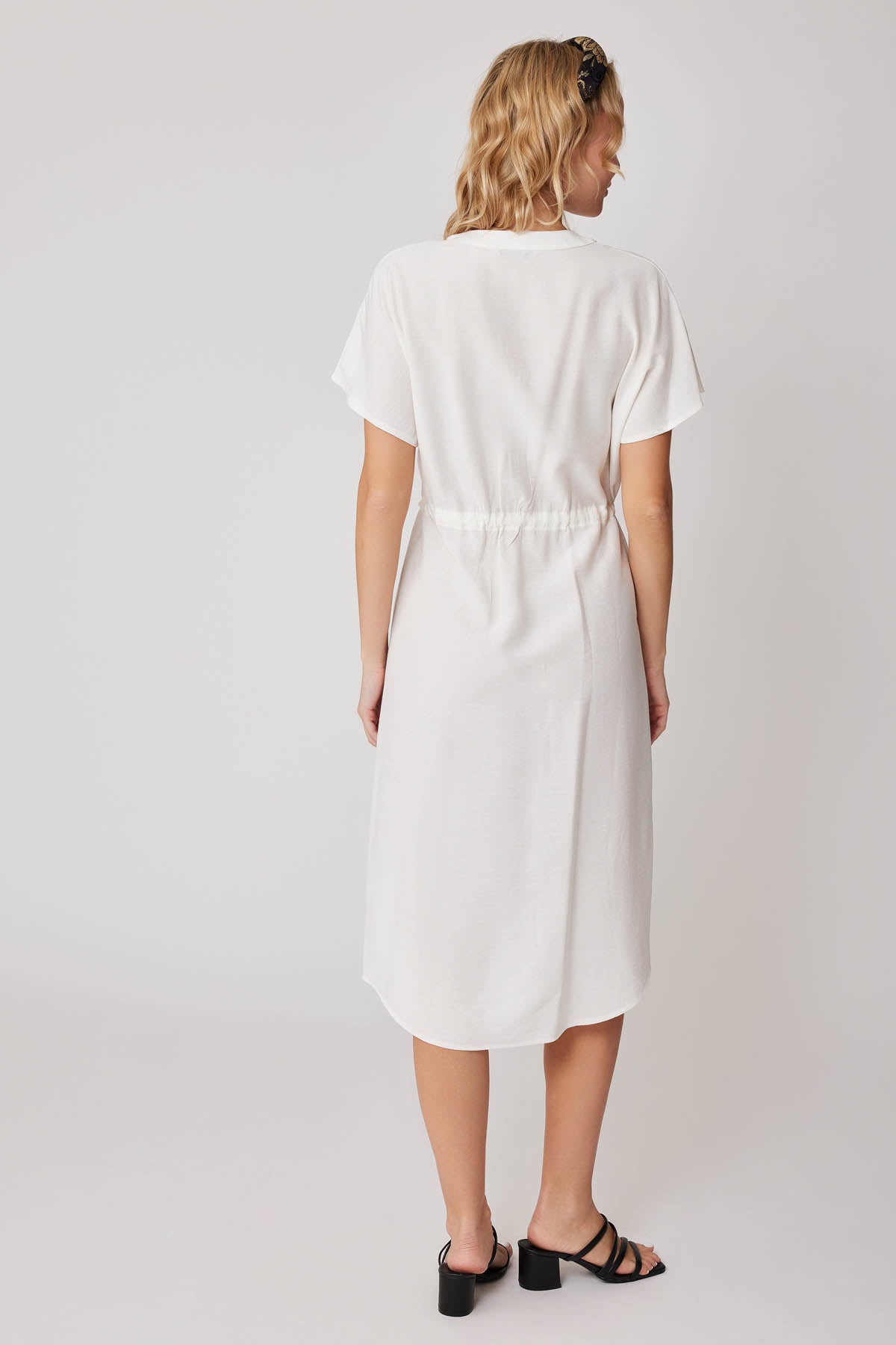 WAIST DRAWSTRING SHORT SLEEVE COMFORTABLE DRESS