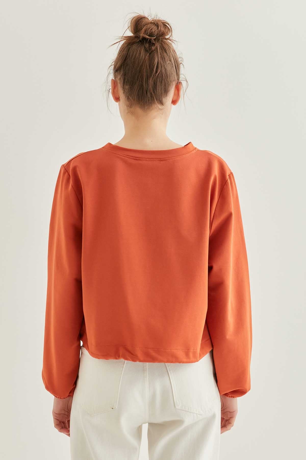 WAIST DRAWSTRING SLEEVE TIP ELASTANE SWEATSHIRT