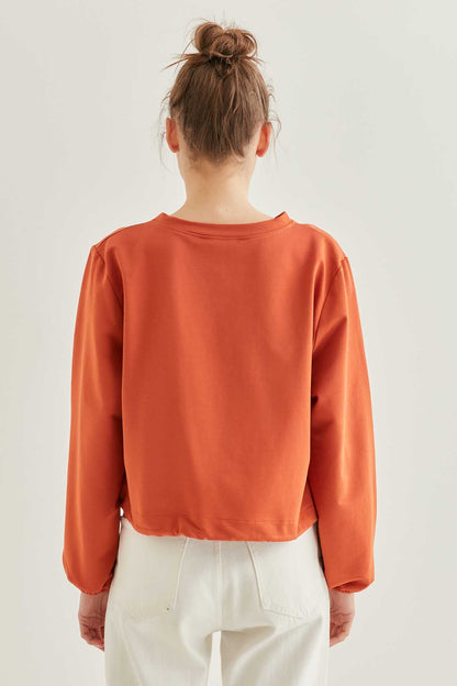 WAIST DRAWSTRING SLEEVE TIP ELASTANE SWEATSHIRT