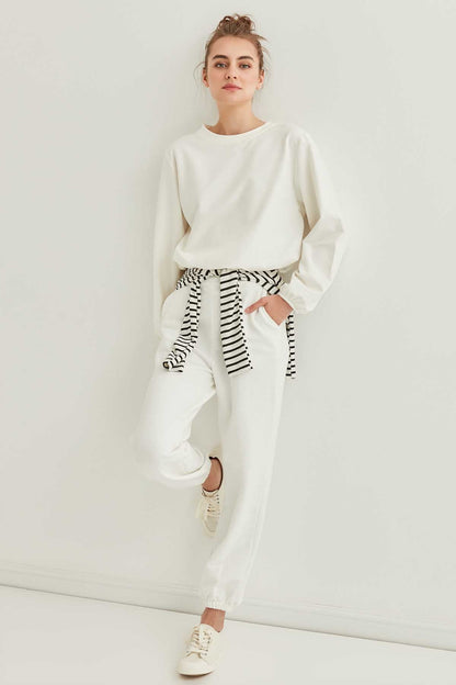WAIST DRAWSTRING SLEEVE TIP ELASTANE SWEATSHIRT