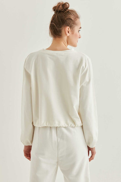 WAIST DRAWSTRING SLEEVE TIP ELASTANE SWEATSHIRT