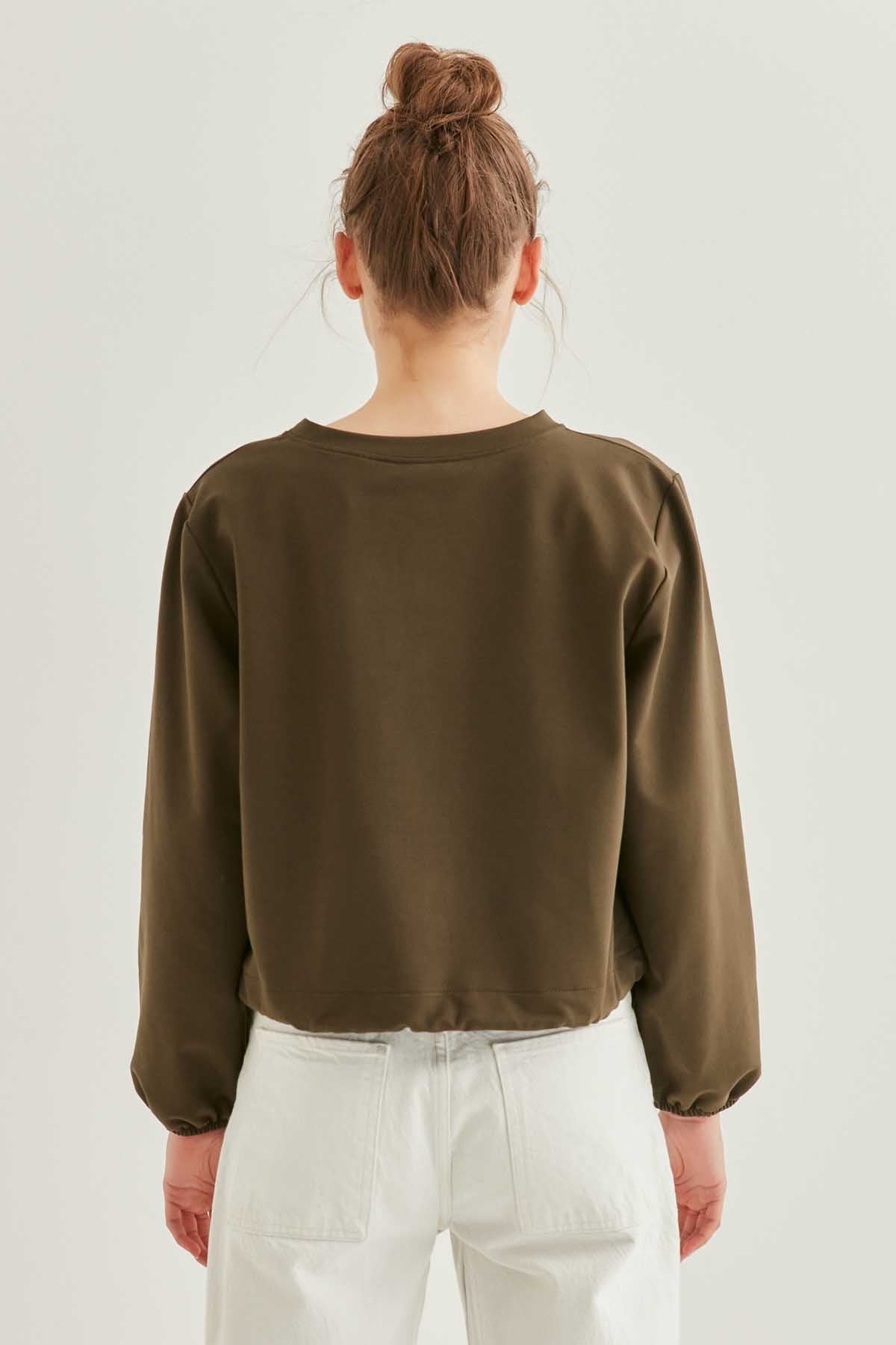 WAIST DRAWSTRING SLEEVE TIP ELASTANE SWEATSHIRT