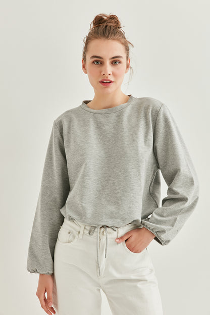 WAIST DRAWSTRING SLEEVE TIP ELASTANE SWEATSHIRT