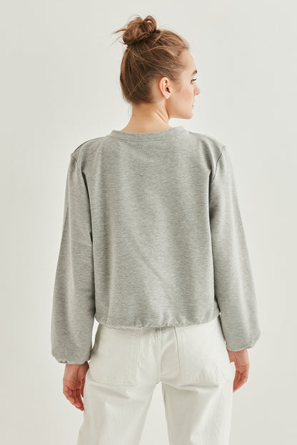 WAIST DRAWSTRING SLEEVE TIP ELASTANE SWEATSHIRT