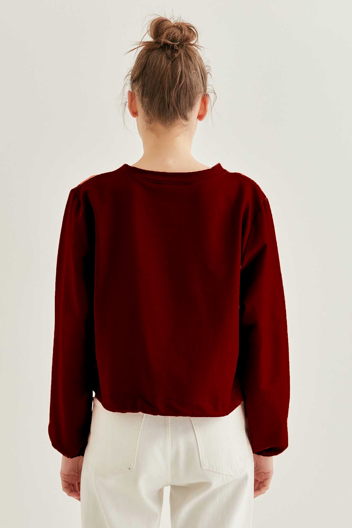 WAIST DRAWSTRING SLEEVE TIP ELASTANE SWEATSHIRT