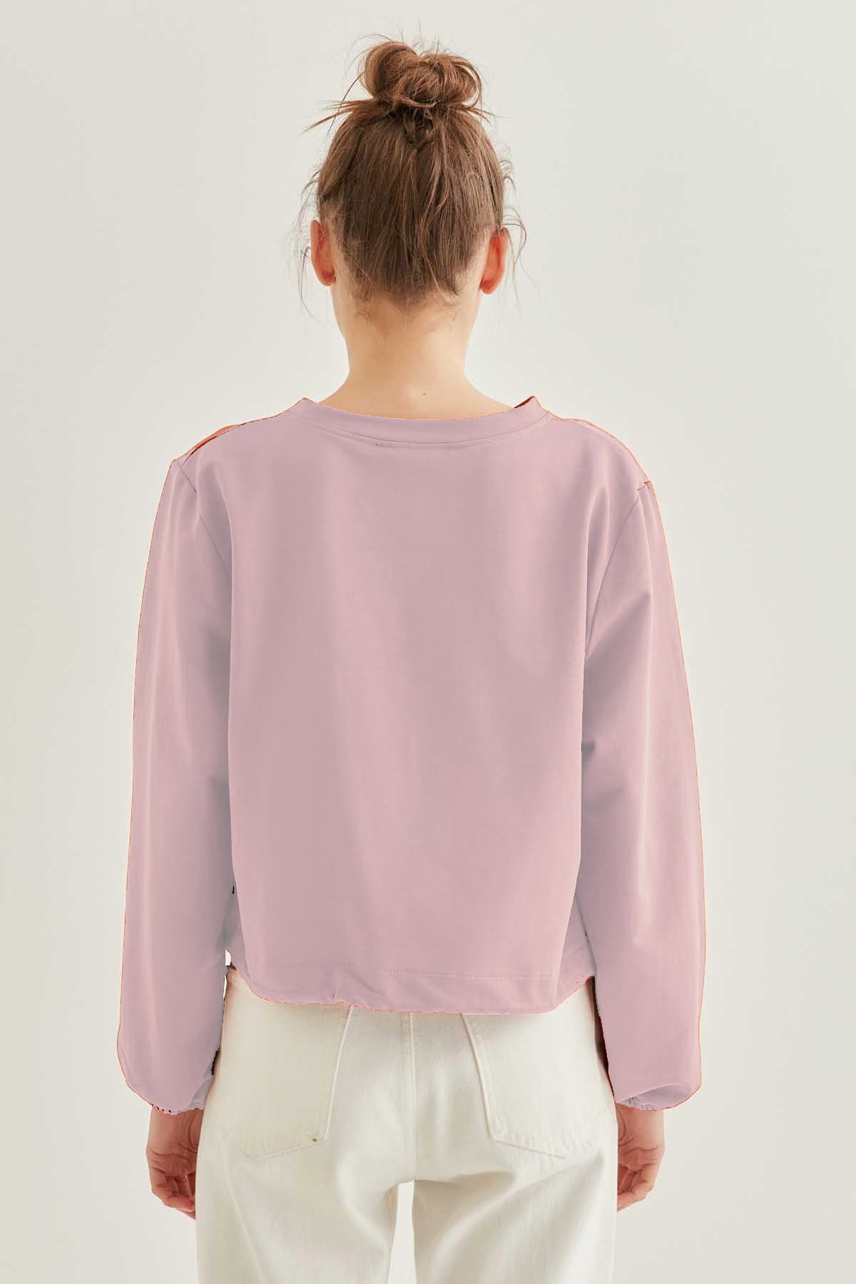 WAIST DRAWSTRING SLEEVE TIP ELASTANE SWEATSHIRT