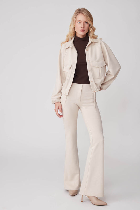 SUEDE JACKET WITH LACED COVER POCKET