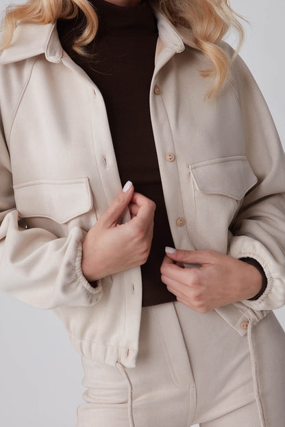 SUEDE JACKET WITH LACED COVER POCKET