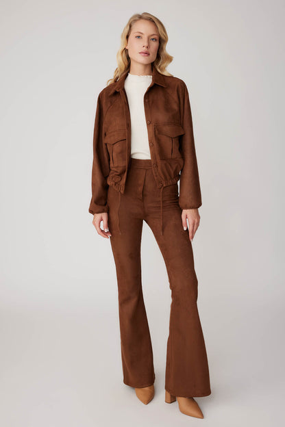 SUEDE JACKET WITH LACED COVER POCKET
