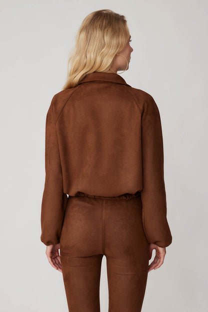 SUEDE JACKET WITH LACED COVER POCKET