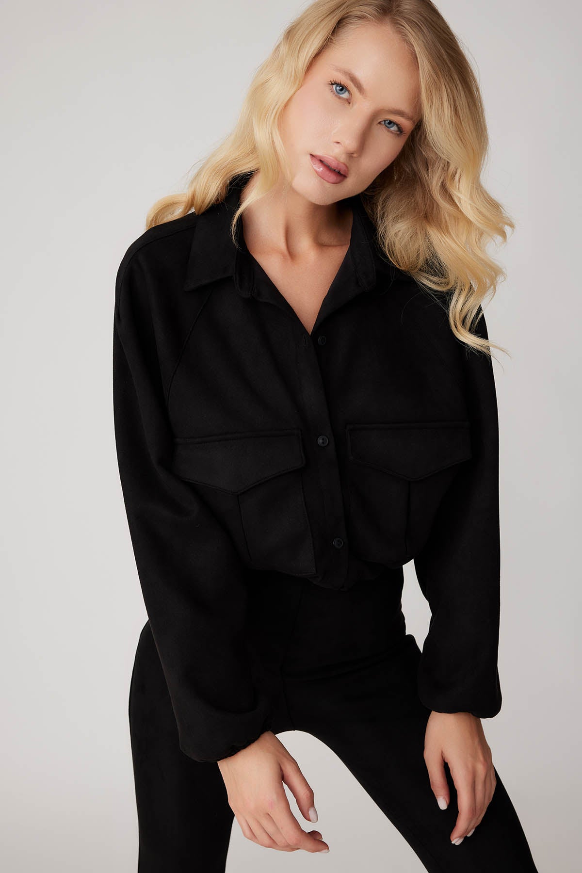 SUEDE JACKET WITH LACED COVER POCKET