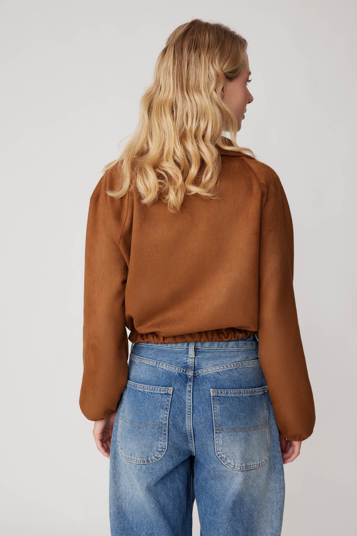 SUEDE JACKET WITH LACED COVER POCKET
