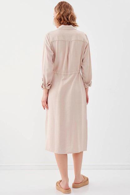 DUAL POCKET SHIRT DRESS WITH TIE-UP