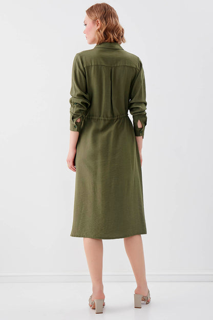 DUAL POCKET SHIRT DRESS WITH TIE-UP