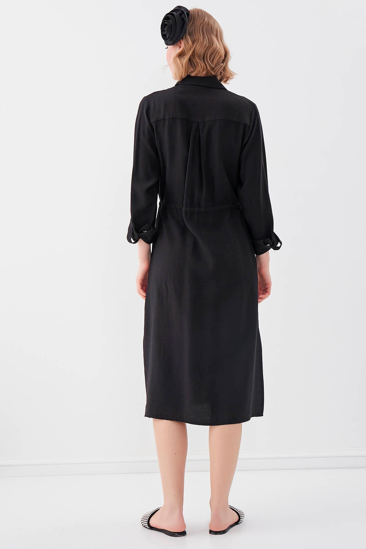 DUAL POCKET SHIRT DRESS WITH TIE-UP