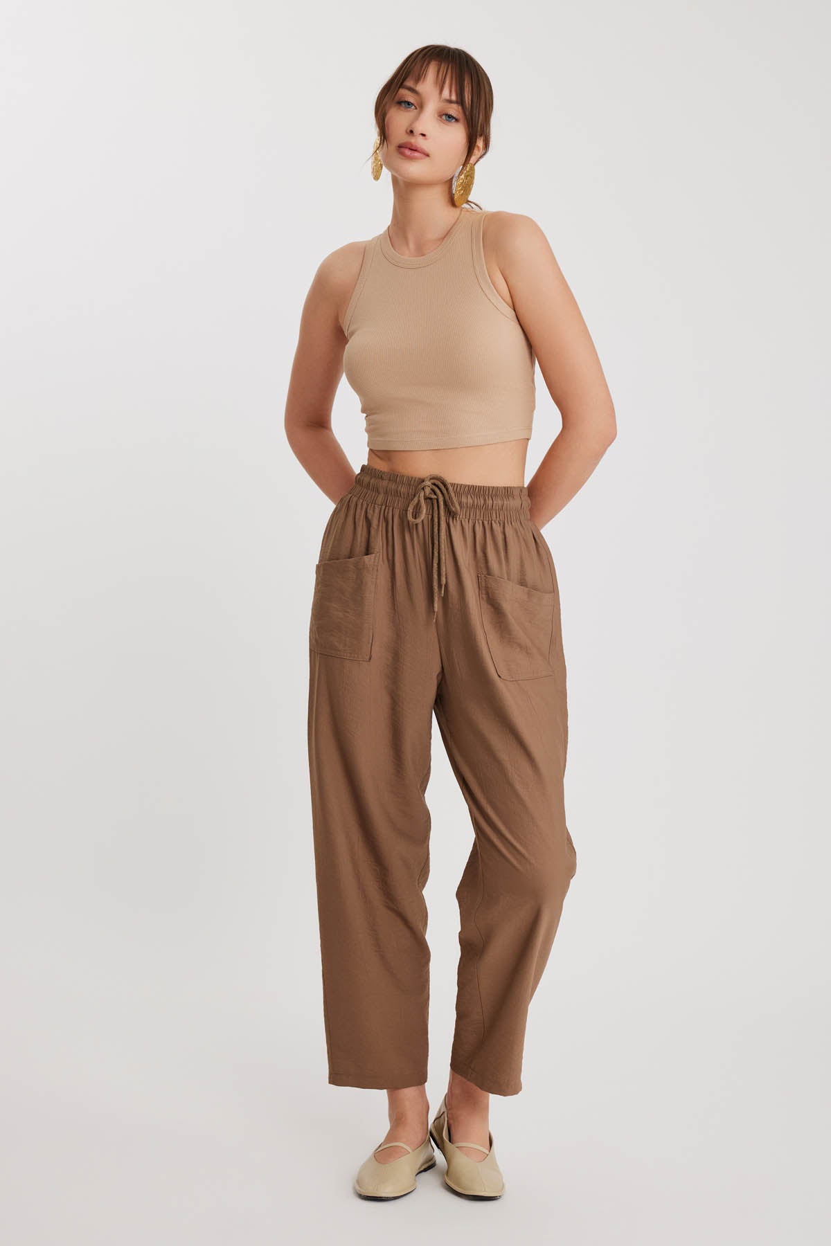 DUAL FRONT POCKET DRAWSTRING TROUSERS