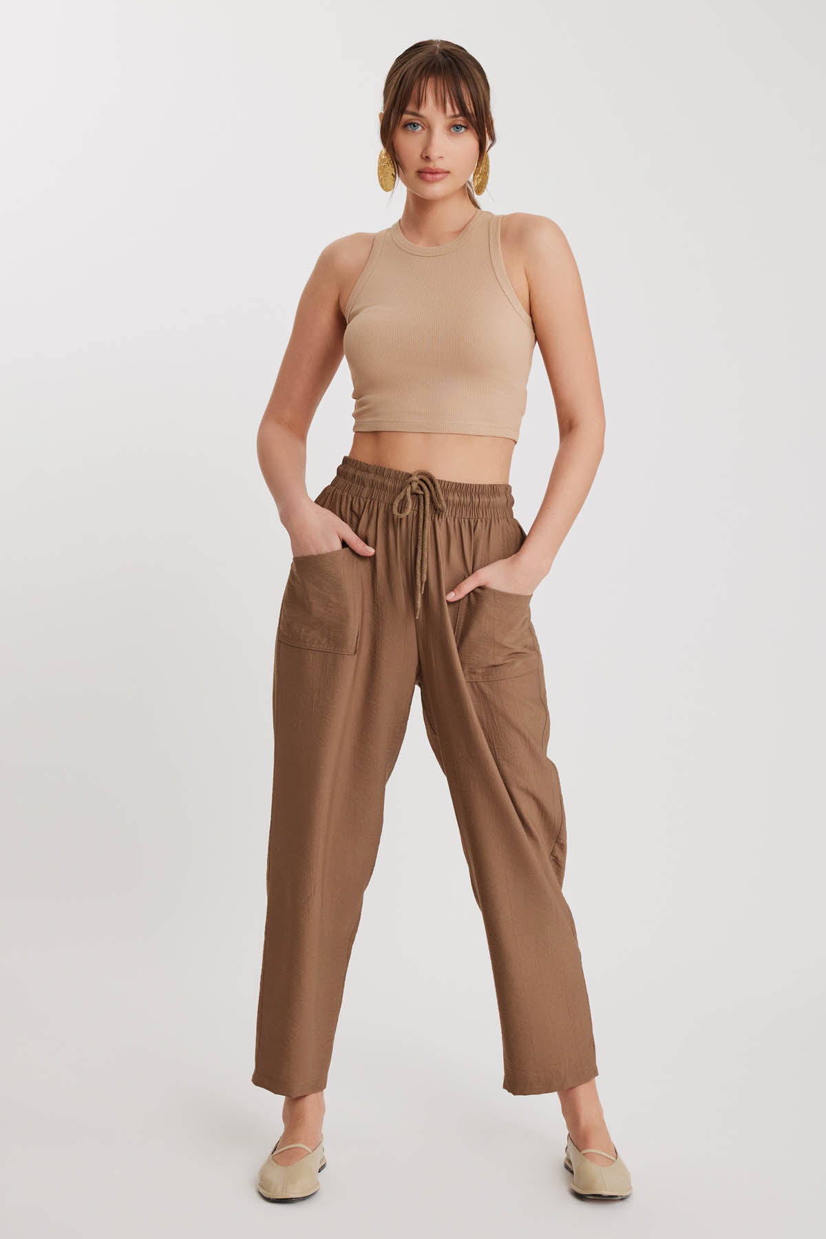 DUAL FRONT POCKET DRAWSTRING TROUSERS
