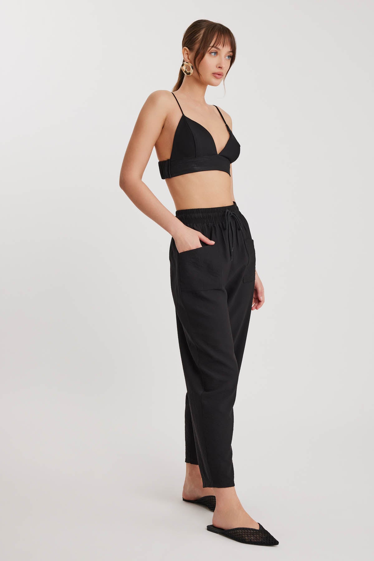 DUAL FRONT POCKET DRAWSTRING TROUSERS