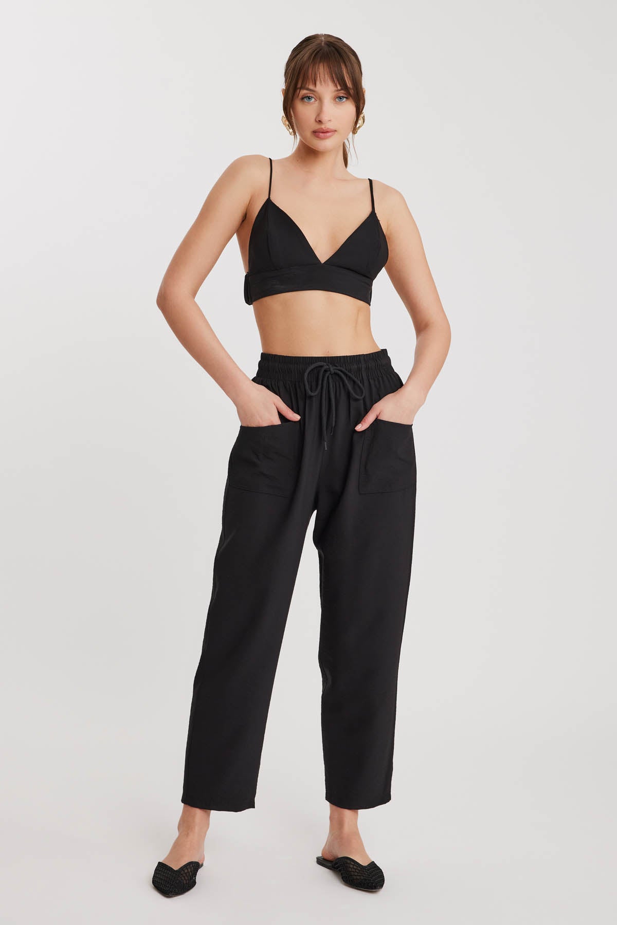 DUAL FRONT POCKET DRAWSTRING TROUSERS