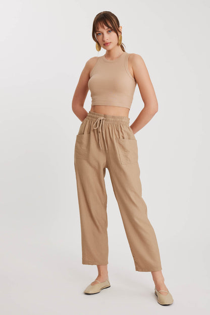 DUAL FRONT POCKET DRAWSTRING TROUSERS