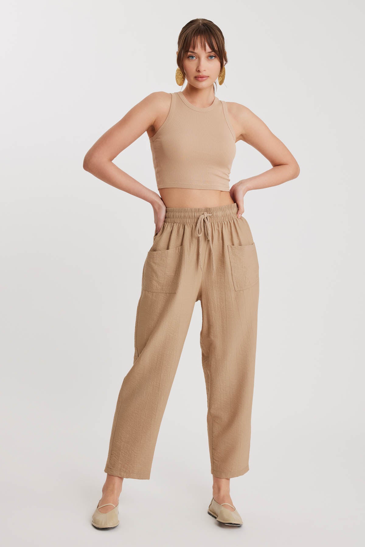 DUAL FRONT POCKET DRAWSTRING TROUSERS