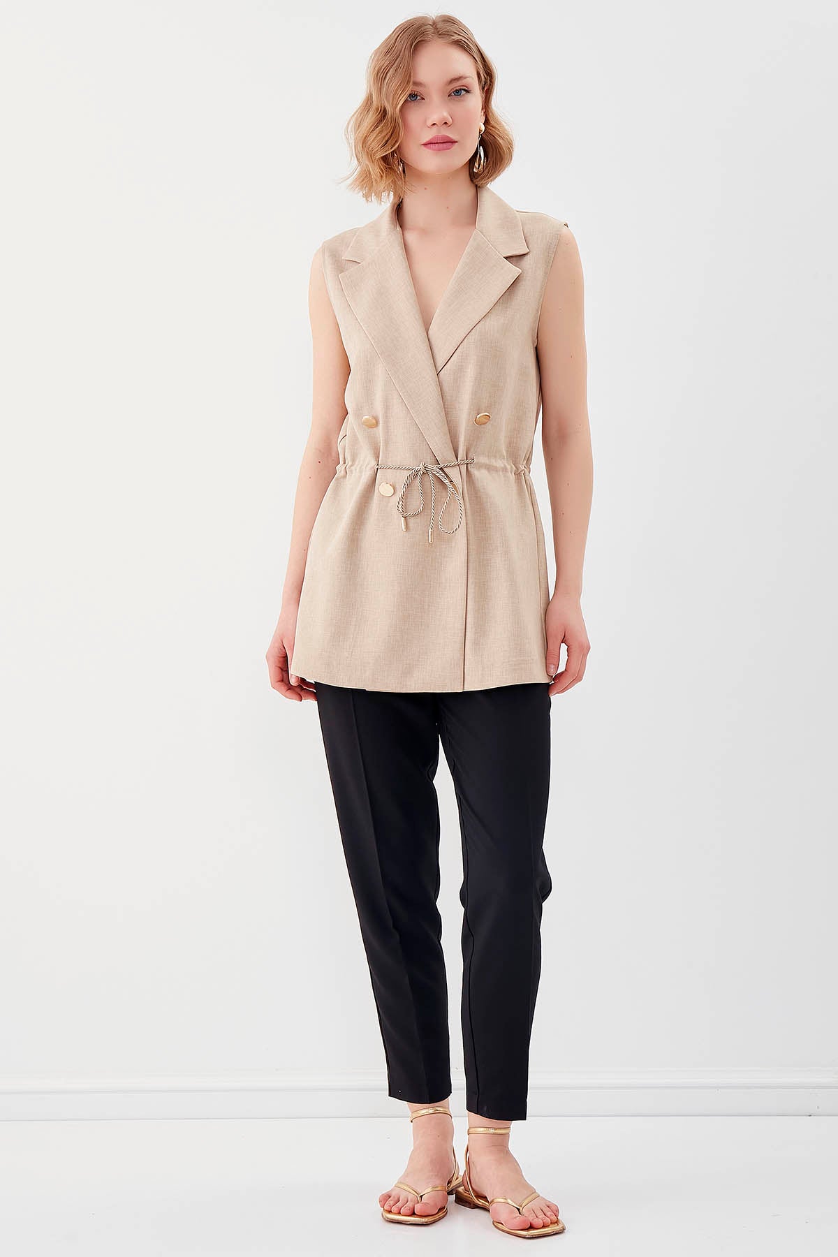 GOLD BUTTONED VEST WITH BELT