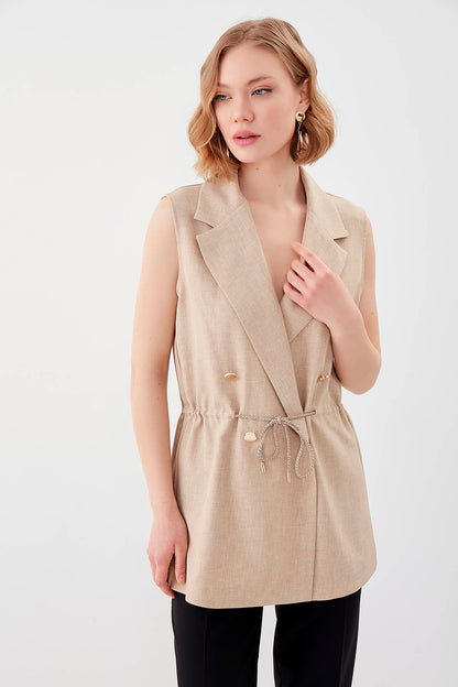 GOLD BUTTONED VEST WITH BELT