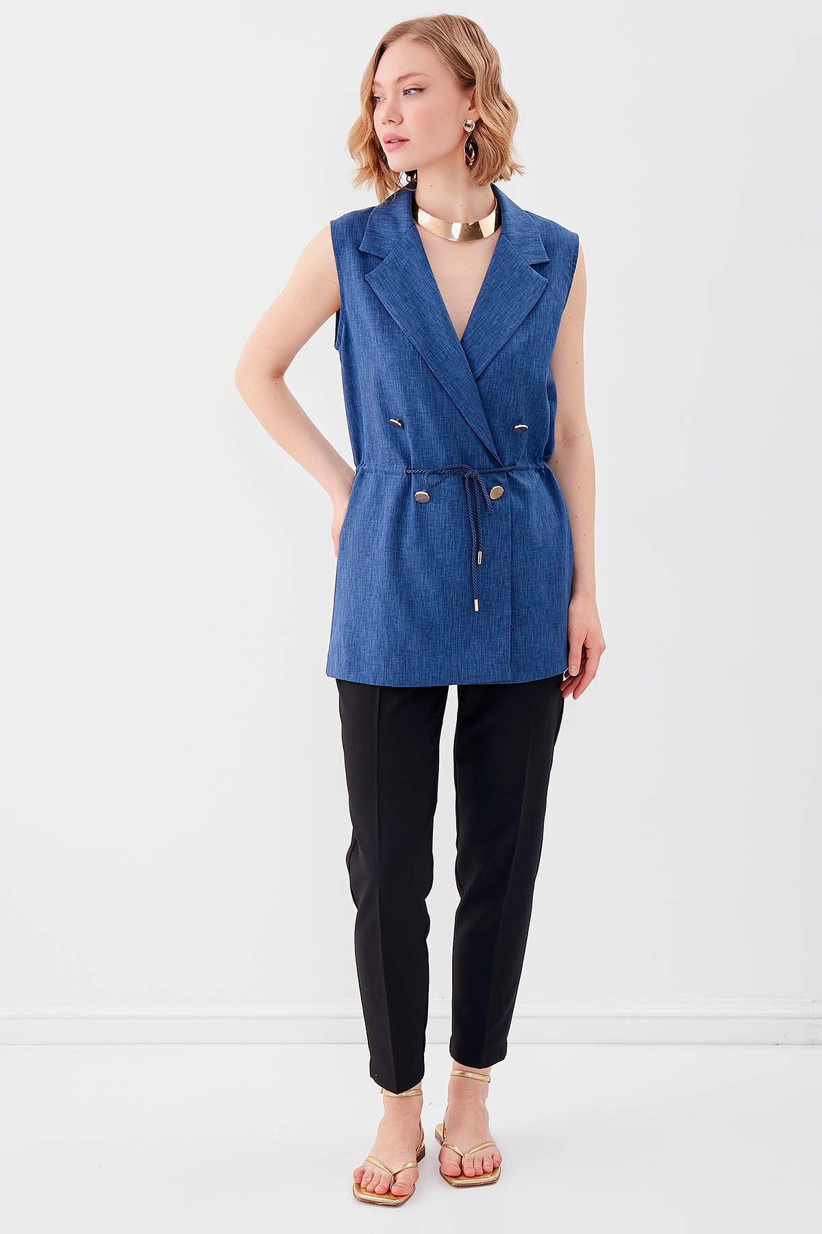 GOLD BUTTONED VEST WITH BELT