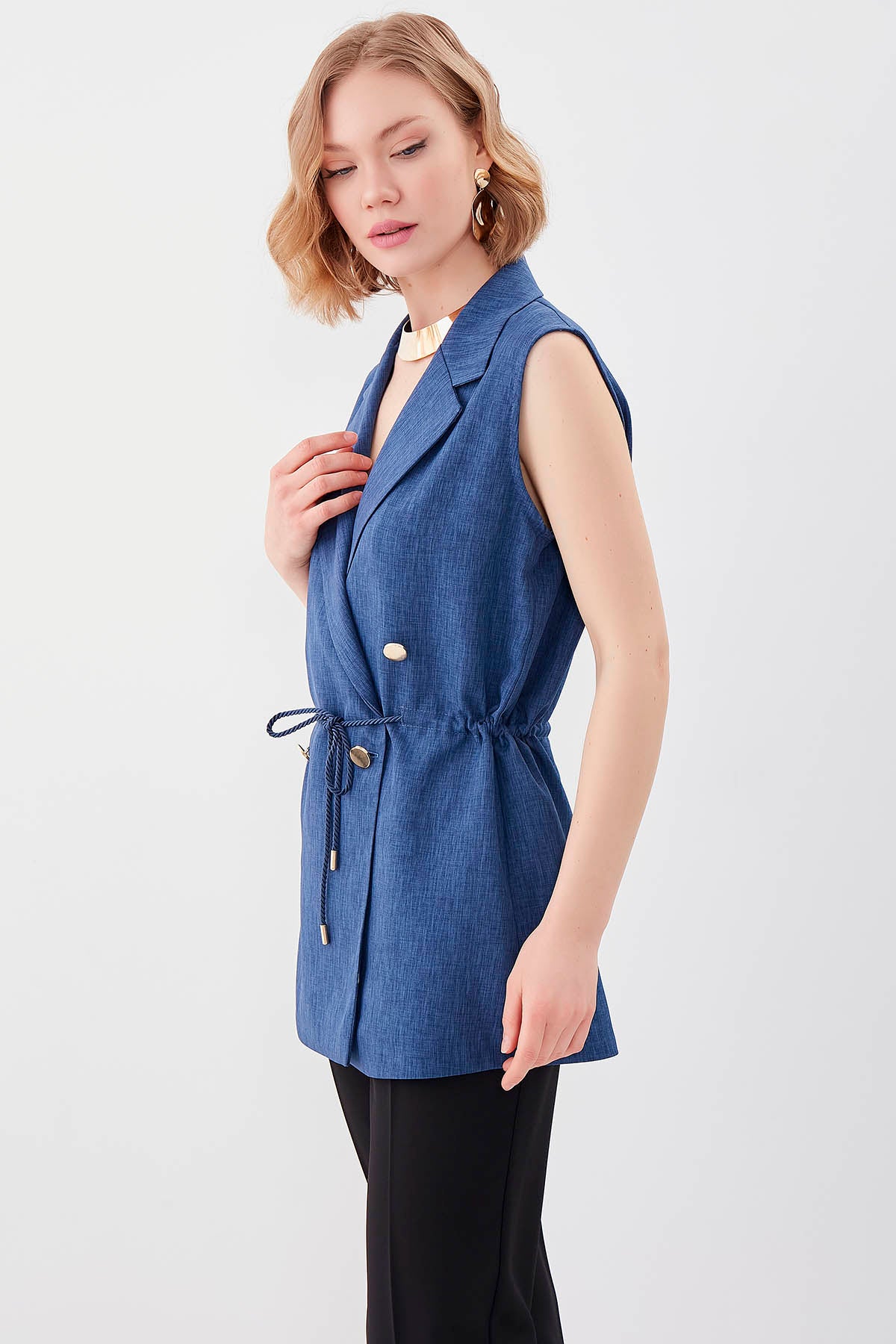 GOLD BUTTONED VEST WITH BELT