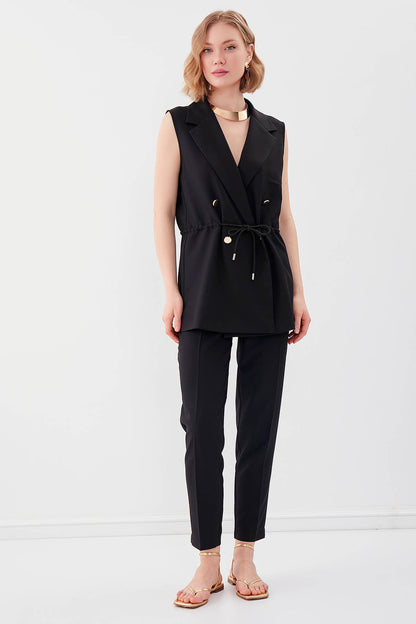 GOLD BUTTONED VEST WITH BELT