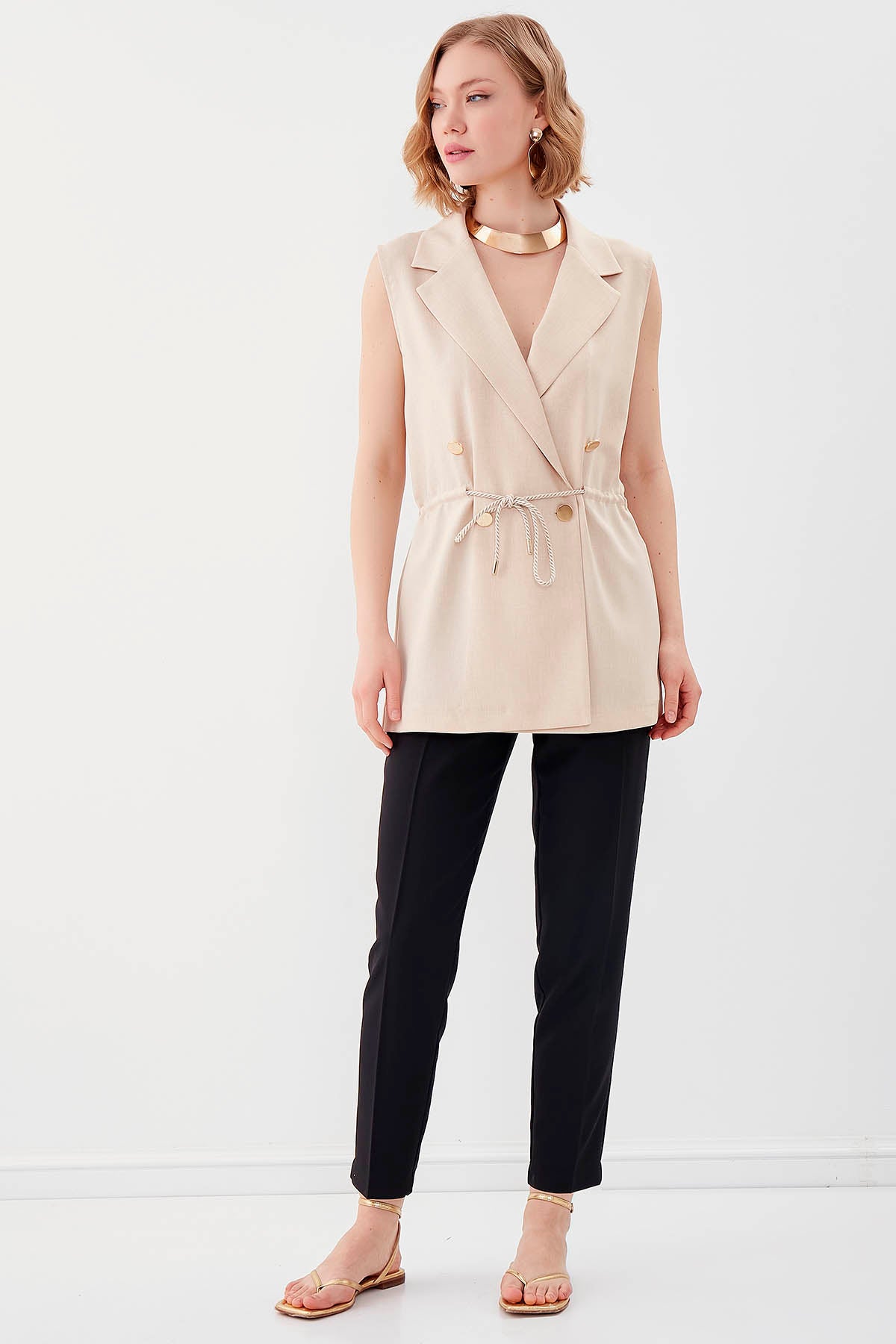 GOLD BUTTONED VEST WITH BELT