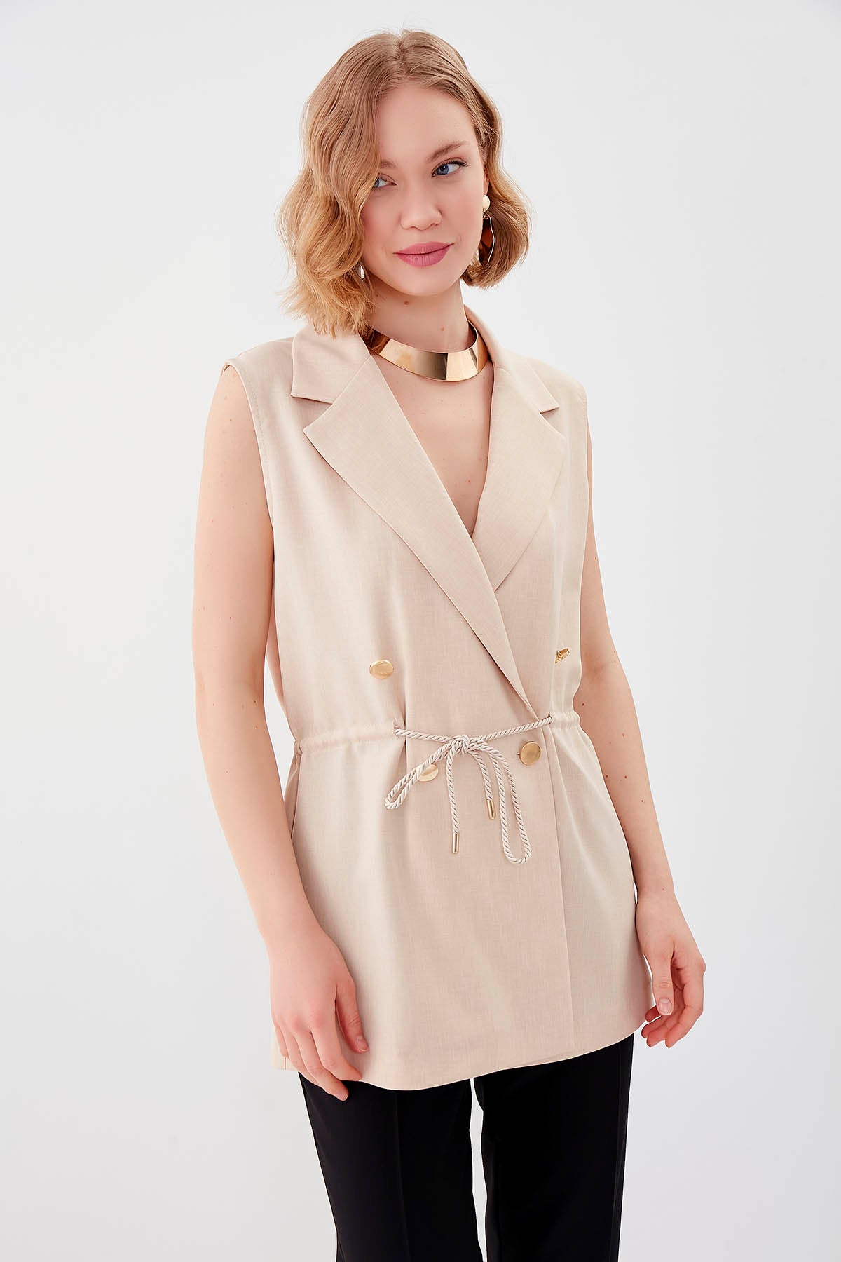 GOLD BUTTONED VEST WITH BELT