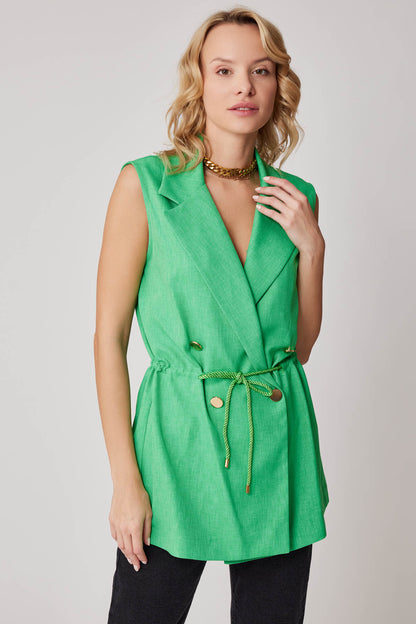 GOLD BUTTONED VEST WITH BELT