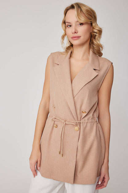 GOLD BUTTONED VEST WITH BELT
