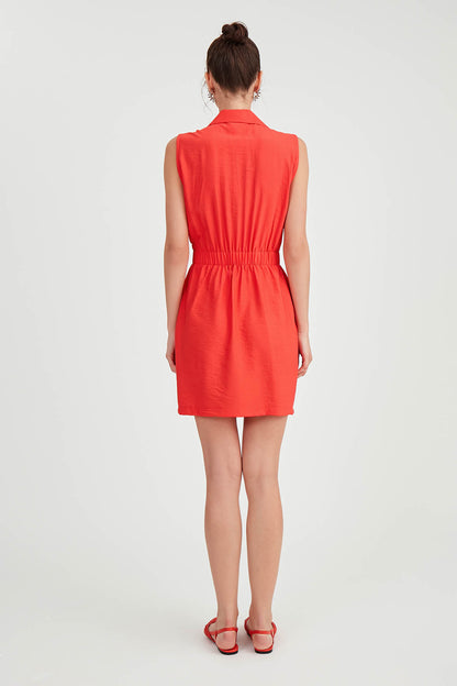 SLEEVELESS DRESS WITH WAIST-STRAPPED FRONT