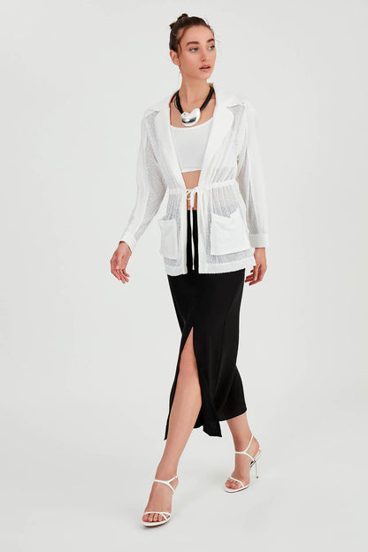 SEQUIN JACKET WITH WAIST TIE