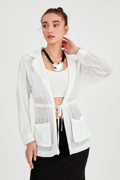 SEQUIN JACKET WITH WAIST TIE