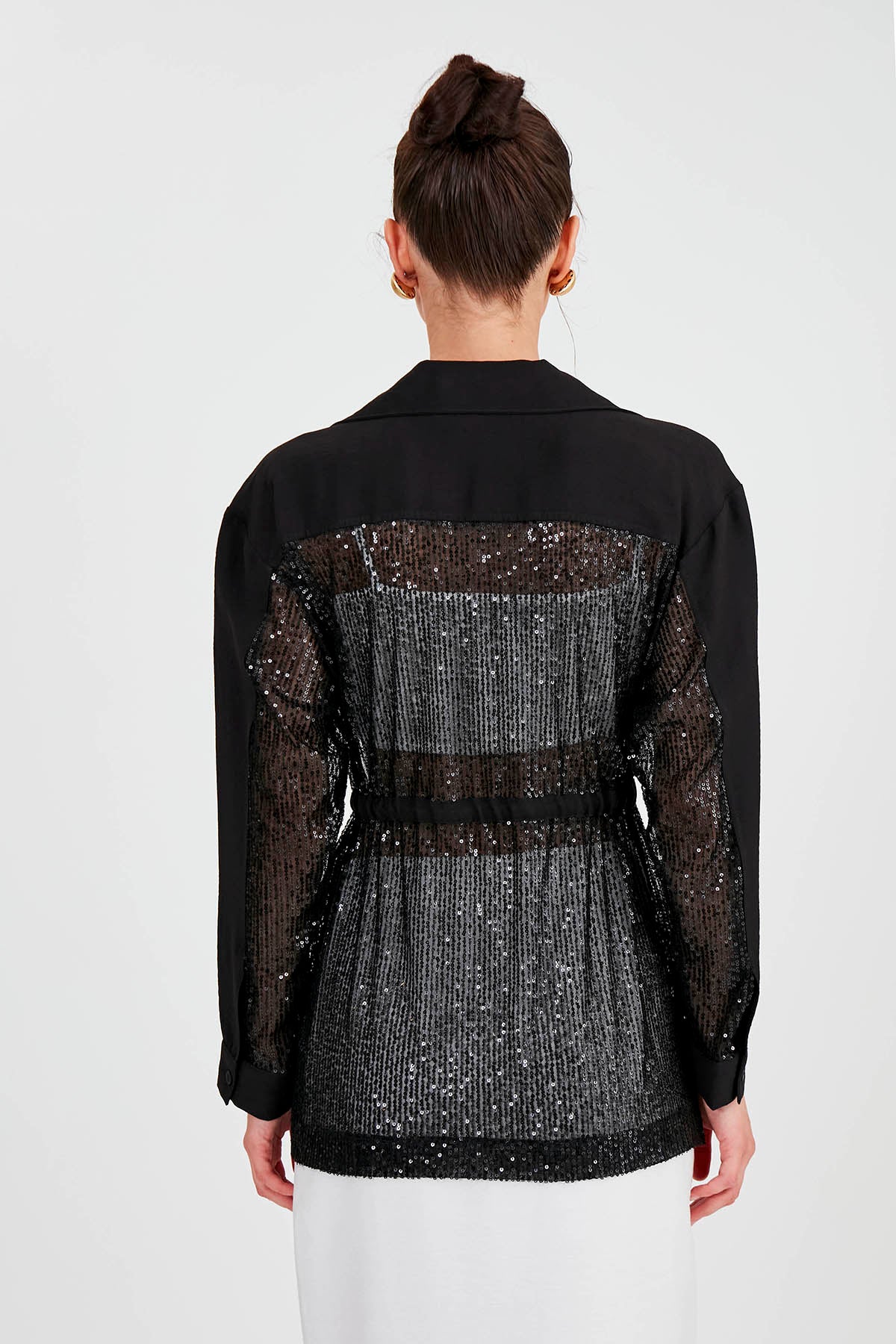 SEQUIN JACKET WITH WAIST TIE