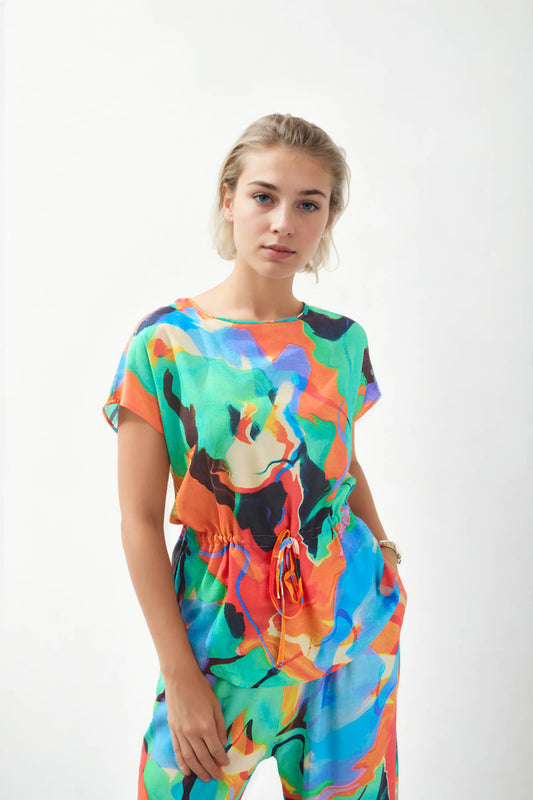 BLOUSE WITH ABSTRACT PATTERN