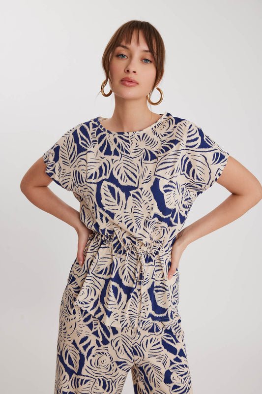 SHORT SLEEVE BLOUSE WITH PATTERN